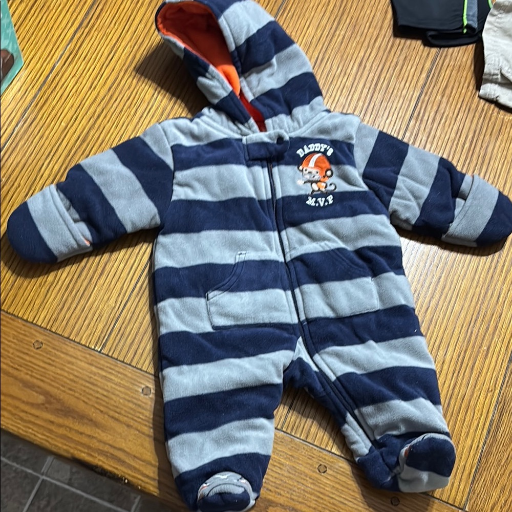 Striped Kids One Piece - Blue and Gray